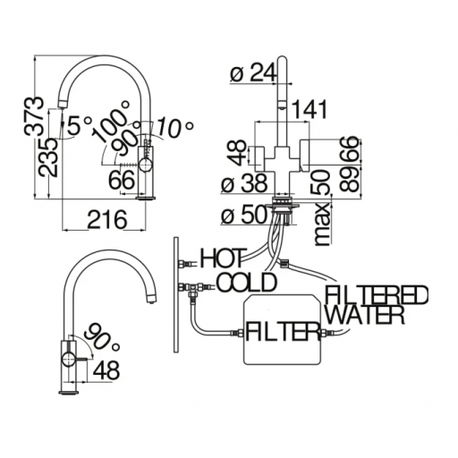 Смеситель для кухни NOBILI Flag FL96824/3VCR однорычажный хром